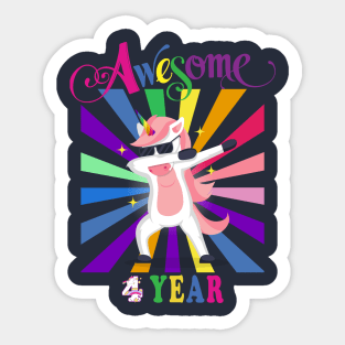 4th Birthday Unicorn Sticker